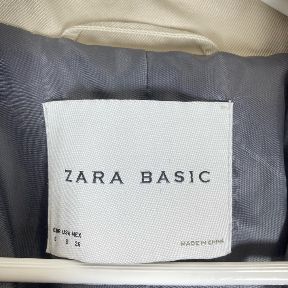 Zara Basic Trench Coat Womens Small Tan Double Breasted Preppy Outdoor Chic - Picture 10 of 13